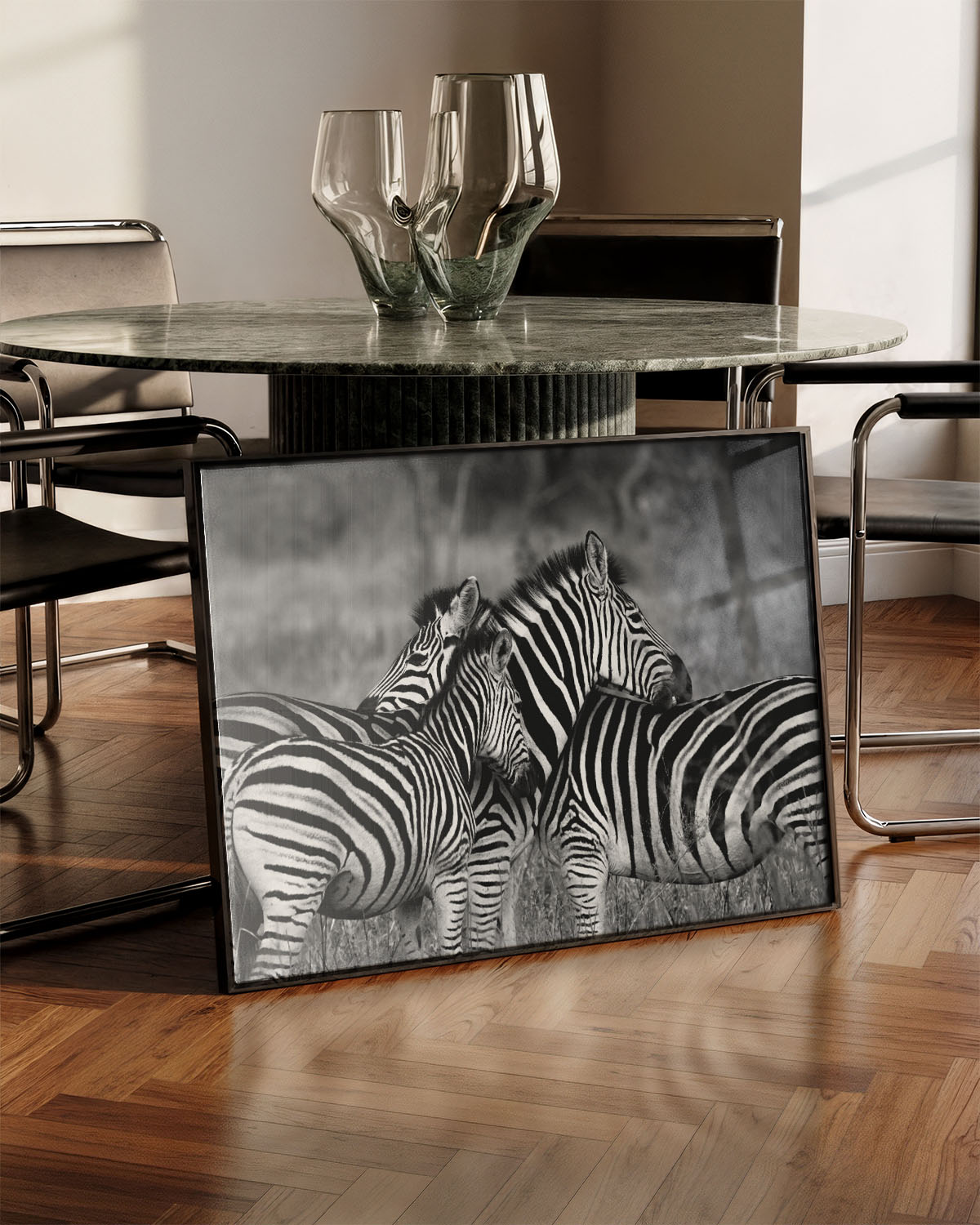 Zebra Poster – Print Material Wandbild, moderne Kunst & Fine Art Print von Spawnd, handgefertigt & Made in Germany